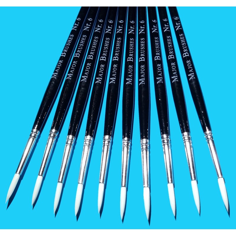 Major Brushes Sable Substitute Size 6 Paint Brushes - Pack