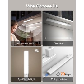 GOODEA Under Cabinet Lighting, LED Motion Sensor Light Indoor, Wireless Rechargeable Battery Operated Under Cabinet Lights for Kitchen,Dimmable Closet Lights (3 Pack)