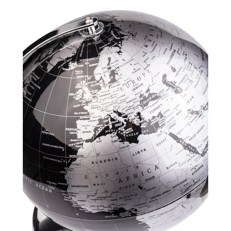 Exerz 10" World Globe Black - Stainless Steel Arc and