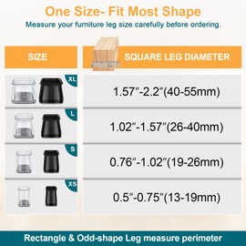 32 Pcs Square Chair Leg Protectors for Hardwood Floors, Felt Furniture Pads Floor Protectors, Silicone Chair Leg Caps Covers,Extra Large (fit side lenght: 1.6'' - 2.2'')