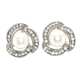 Faux Pearls and Simulated Rhinestones Post-back Earrings