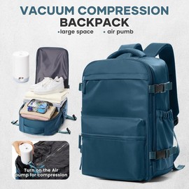 Vacuum Travel Backpack - Save 30% Space with Compression, Carry-On Size, Wet & Dry Separation:_3637-Peacock Blue【42*29*15CM】_Style - B