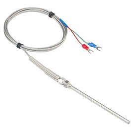 CGELE K-Type Thermocouple Temperature Sensors 0~600℃，3M/9.8Ft Wire Probe Length 100mm Two Wire 100×5mm Stainless Steel Probe Temperature Detector Temperature Gauge
