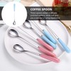 HEMOTON Mini Supoon 4Pcs Stainless Steel Teaspoons Stirring Spoons Ceramic