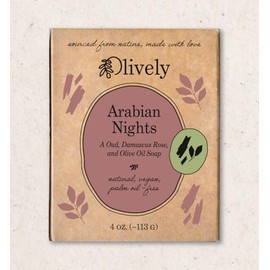 Arabian Nights Rosewood - Cold Process - Vegan Beauty Bar - Warm Oud, Damascus Rose, and Olive Oil, Palm Oil-Free, 4 oz