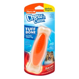 Hartz Chew 'n Clean Tuff Bone Bacon Scented Dental Dog Chew Toy - Medium