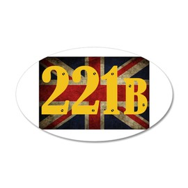 CafePress 221B Flag Wall Decal 20"x12" Oval Wall Decal, Vinyl Peel, Reusable Cling
