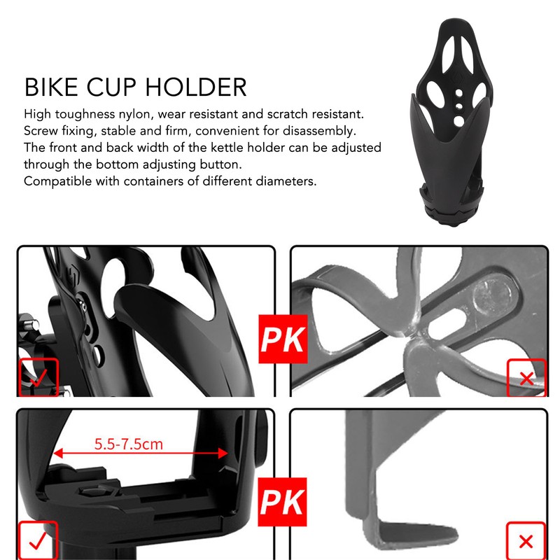 Bike Bottle Cage Nylon Aluminum Alloy Frosted Finish Stable Bike