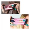 FD Waflera Triple Rizadora De Cabello Ondas Playeras Color Rosa