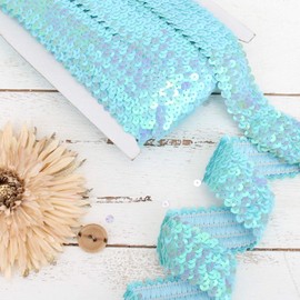Threadart Stretch Sequin Trim Roll - 1" Wide 11yd Length - Light Blue - Available in 18 Colors - 2 Widths