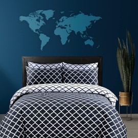 DTEX HOMES 100% Cotton Duvet Cover Set Printed Reversible Duvet Quilt Cover Set,Spades Black-Single