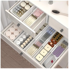 Kitchen Drawer Organizer,4-Pack Expandable Drawer Organizer Trays,Adjustable Utensil Drawer Organizers Bins for Bedroom,Kitchen and Office