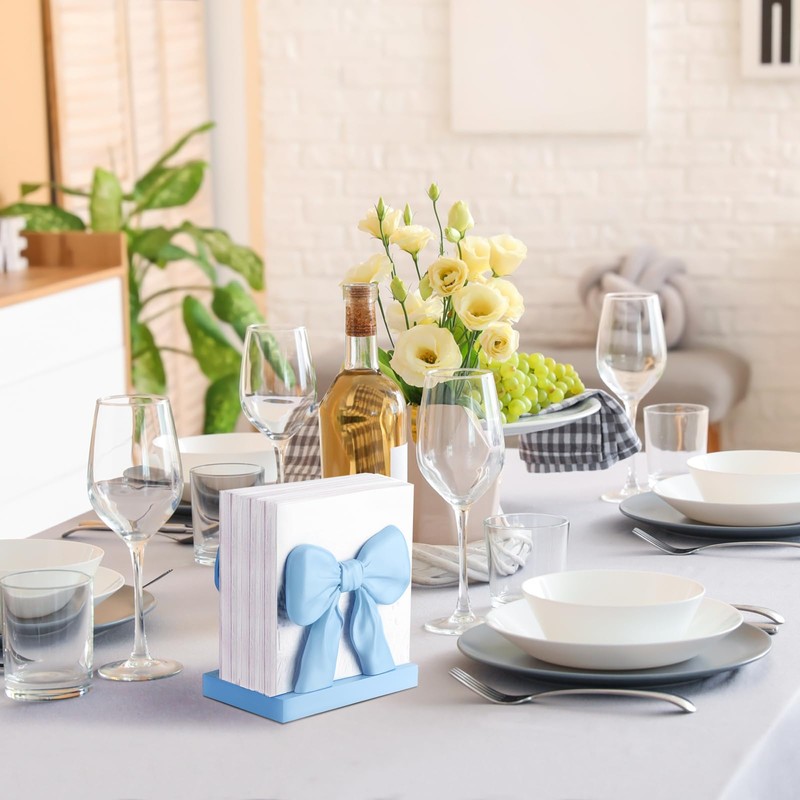Chunful Blue Bow Napkin Holder Cute Kitchen Napkin Holder for