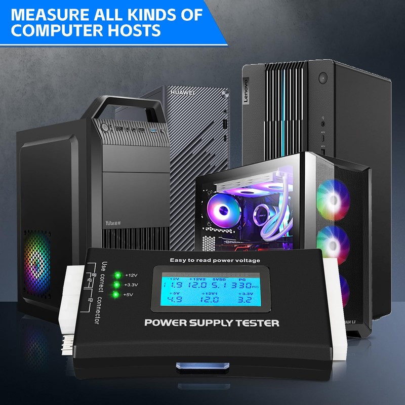 LCD Power Supply Tester,ASHATA ATX Power Supply Computer Host Inspection