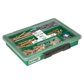 SPAX Sortiment klein, Schrauben-Set mit 6 Abmessungen + BITs, 199 Stück, Senkkopf, Kreuzschlitz Z, YELLOX - 4000001991129