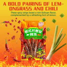 latiao, 3 Packs Lemongrass Spicy Strips, Chinese Snacks, Made From Wheat Flour/Chili/Lemongrass(98 g/3.45 oz per pack)