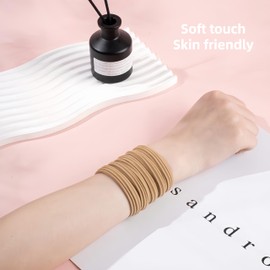 Tunbao Seamless Soft Hair Ties,Durable Thick Hair Bands,No Damage Elastic Ponytail Holders for All Hair Types,10 Pack,Light Brown