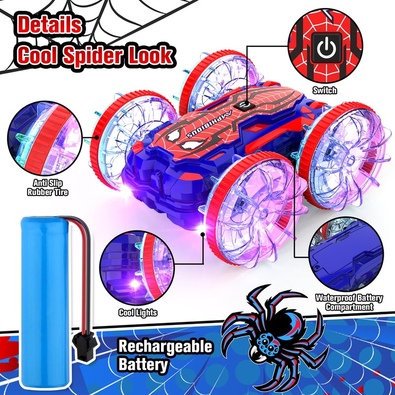 FUIOCOCP Remote Control Amphibian Car Stunt Car Monster Truck