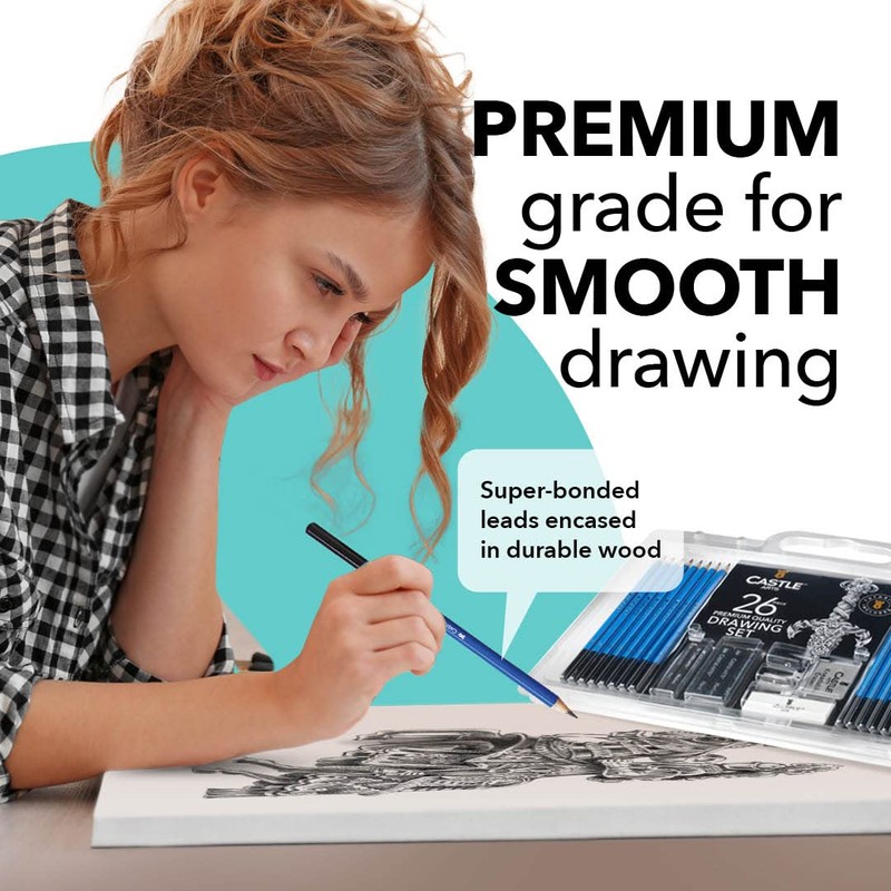 Castle Art Supplies 26 Piece Premium Drawing and Sketching Set