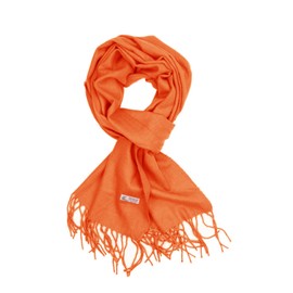 TZ Promise Plain Solid Color Cashmere Feel Classic Soft Luxurious Winter Scarf For Men Women (Orange)