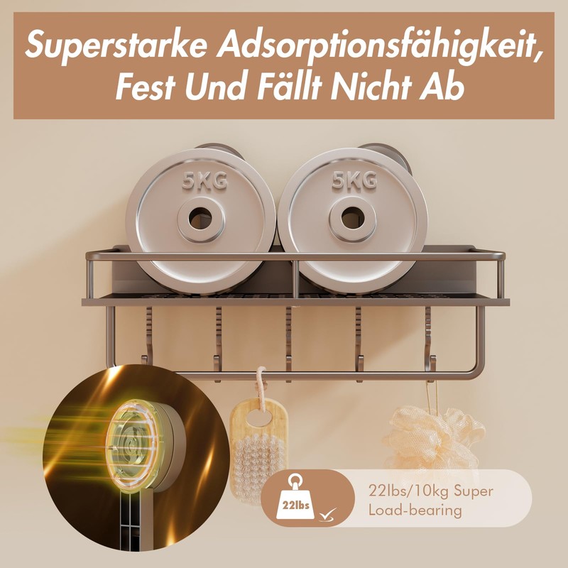 RUIHANDA Suction Cup Shower Shelf without Drilling, 30 cm Length,