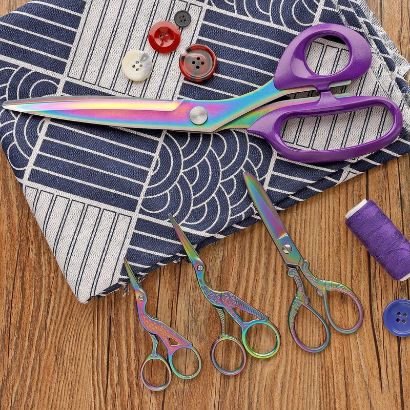 Asdirne Titanium Coating Sewing Scissors Bundle, Professional Fabric Scissors Set,