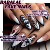 BABALAL Press on Nails Almond Medium Fake Nails Black French