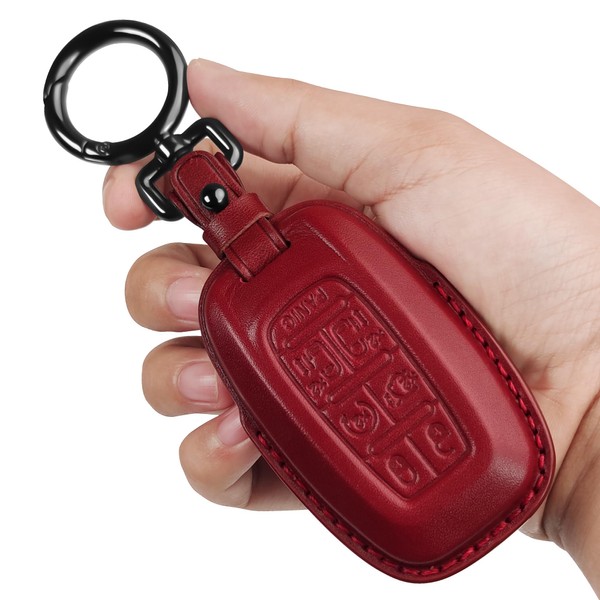Tukellen for Chrysler Leather Key Fob Cover with Keychain Key
