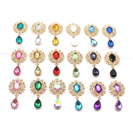 3PCS 25x45mm Alloy Brooch Buttons Rhombic Pendant Metal Rhinestone Buttons for DIY Ornaments Clothing Decoration Accessories (Yellow)