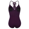Hilor Women's Shirred Halter One Piece Swimsuits Macrame Back Swimwear