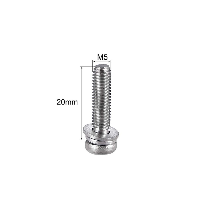 sourcing map M5 x 20mm Stainless Steel Phillips Pan Head