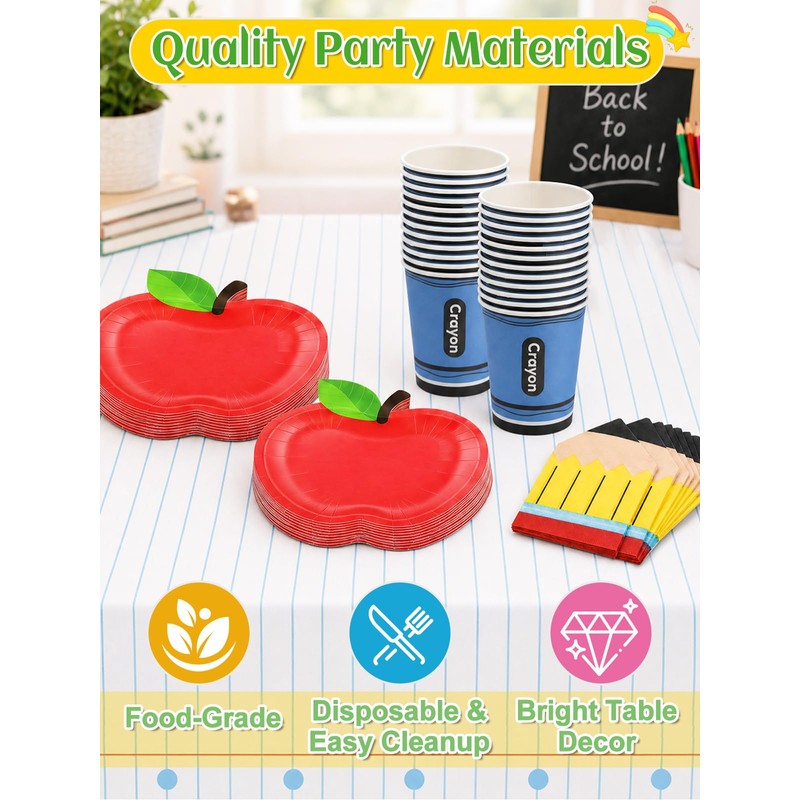 Alphatool Back to School Party Tableware Decoration Set Serves 24