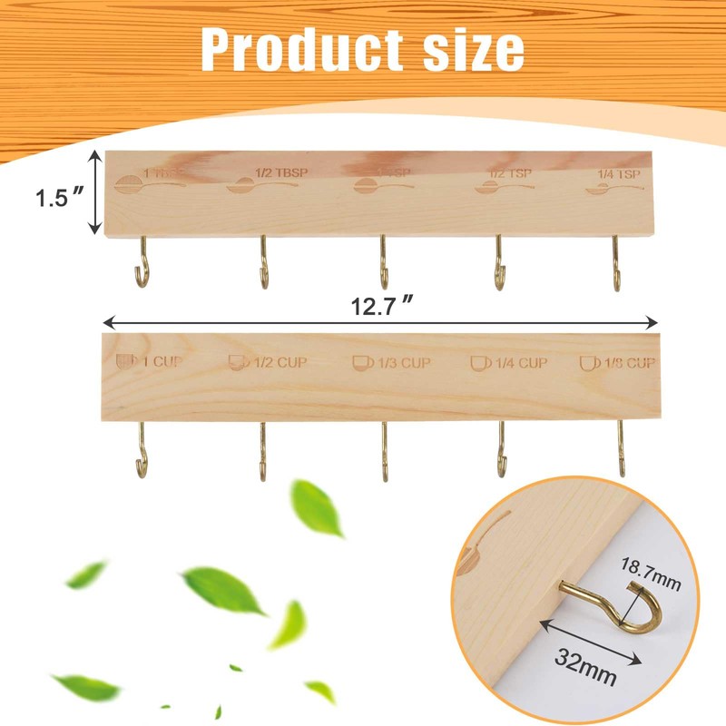 SoeKoa Premium Bamboo Measuring Cups and Spoons Rack, Measuring Cup