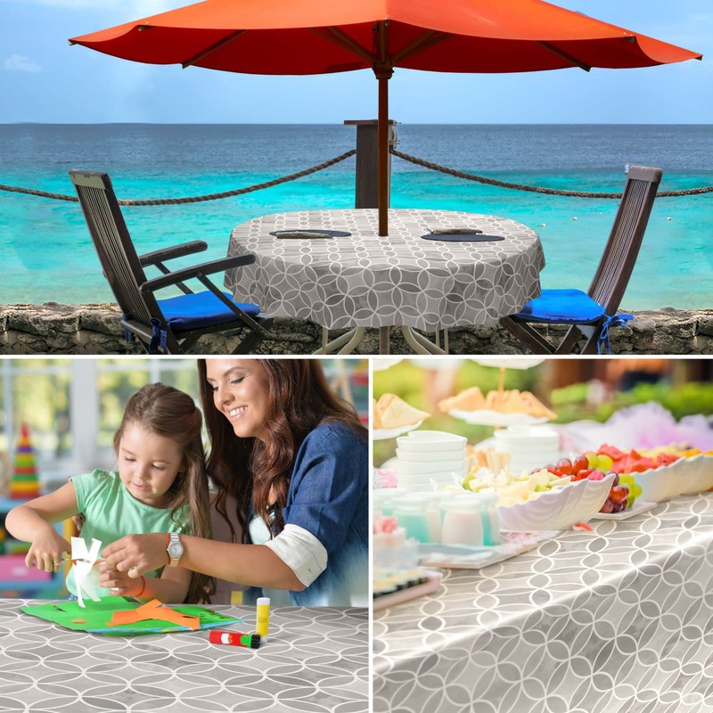 Washable Oilcloth Tablecloth Oval 140 x 200 cm Cut Edge