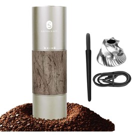 GRINDCRAFT Electric Coffee Grinder, Premium Stainless Steel Burr Coffee Grinder, Espresso Grinder Electric, Portable Coffee Grinders; Coffee burr grinder for espresso machine, Travel, Camping (Brown)