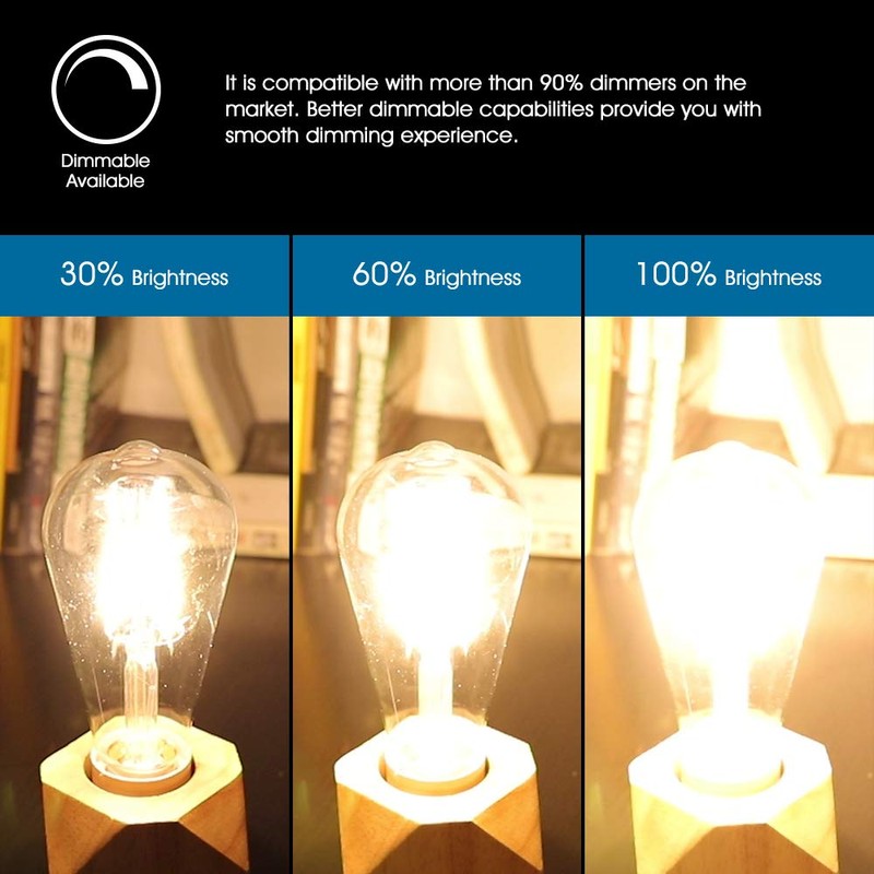 New Lights Vintage LED Edison Bulb, ST19 6W Dimmable LED