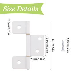 UFURMATE Three Leaf Mortise Free Hinges, 4 Pcs Bifold Shutter Hinge White Carbon Steel Cabinet Hinge Non-Mortised for Cupboard Window