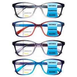 STASTEND 4 Pack Progressive Multifocus Reading Glasses for Women Men Spring Hinge Blue Light Blocking Readers (MIX, 1.50, x)