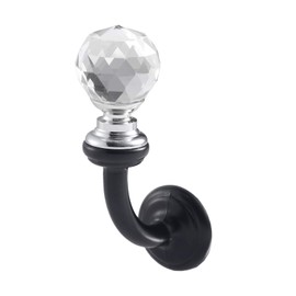 Mgoodoo 1pc Round Crystal Wall Coat Hat Hook Tieback Curtain Hooks Tassel Towel Hanger | Black