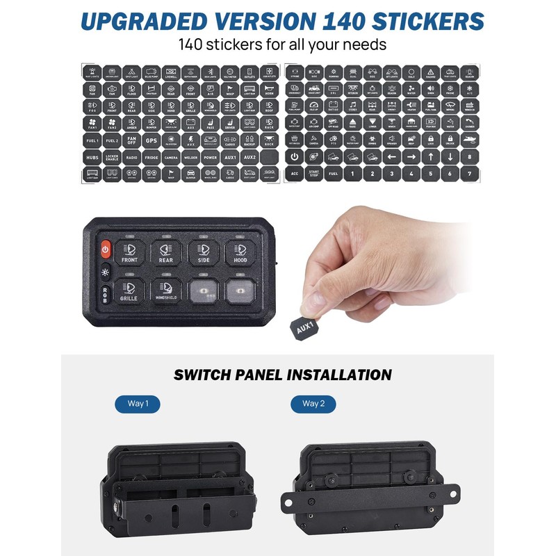 JOYTUTUS Wireless RGB 8 Gang Switch Panel 5-Level Brightness 8