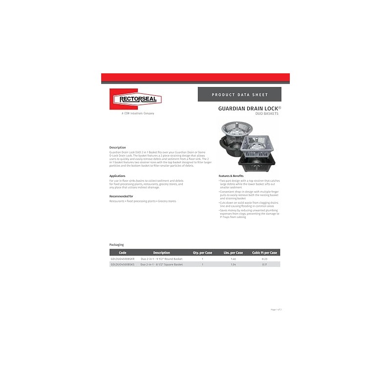 Rectorseal GDLDUO4500BSKR Guardian Drain Lock, Neutral