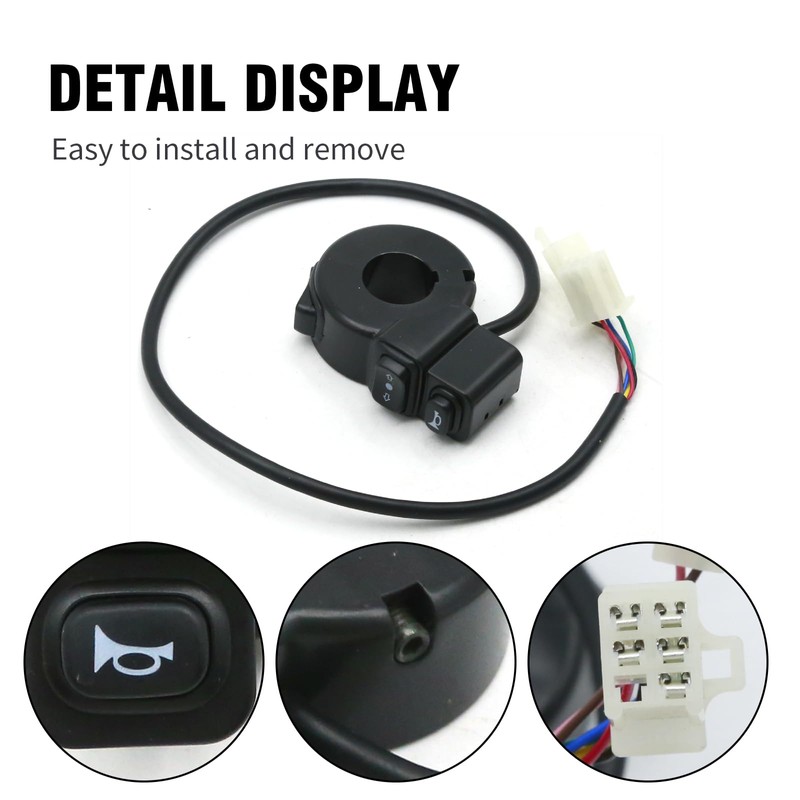 UOIENRT 7/8"22MM Handlebar Switch, Black Handlebar Switch Horn, Plastic Electronic