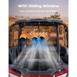 KEMIMOTO 2014-23 XP 1000 Tinted Rear Windshield with Sliding Window Compatible with 2014-2023 RZR XP 1000/ RZR XP4 1000, 1/5" Thick Polycarbonate Anti-UV Back Windshield Ventilated Window Accessories