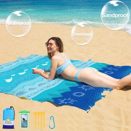 BYDOLL Beach Blanket 78''X110'' Waterproof Sandproof Suits1-7 Adults Oversized Lightweight Large Blanket Picnic Mat for Beach Sand Free Travel Camping Hiking Picnic