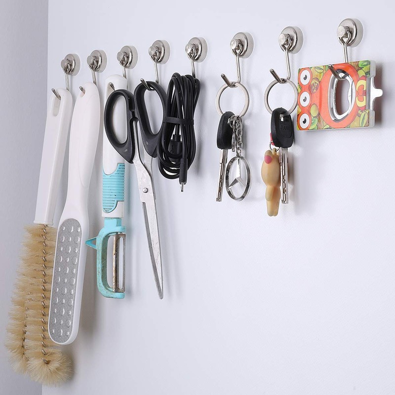 HARMIEY Magnetic Hooks, Set of 10, Vertical Load Capacity 22.0