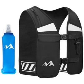 HSYFUNA Running Hydration Vest with 500 ml Water Bottle, Reflective, Ultralight, Black