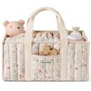 Blissful Diary Floral Diaper Caddy Organizer, Stylish Nursery Storage Basket,