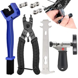 Rivets Bicycle Chain Repair Set, 7 Pieces Chain Tester Bicycle Chain Tool Set, Bicycle Chain Rivets and Chain Lock Pliers, Bicycle Tool Set for Road Bikes, Mountain Bikes
