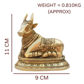 Treemaison Coronating Homes Vastu Brass Nandi Cow Statue Vastu Remedy for Home & Office | Brass Shiva's Bull (Nandi)