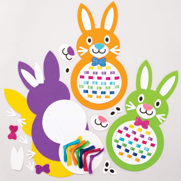 Baker Ross AT437 Easter Bunny Weaving Kits, Creative Art and Craft Supplies for Kids to Make and Decorate (6 Pack), 2.5 cm*35.5 cm*17.5 cm